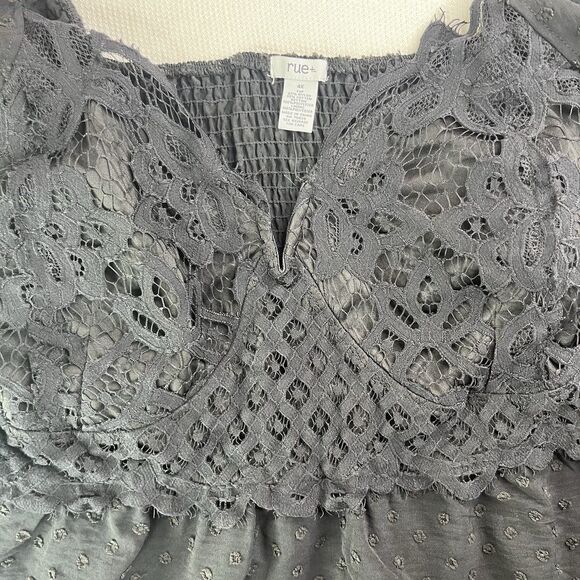 Rue Plus Black Lace Boho Festival Blouse Women’s Plus Size 4X Baby Doll - Picture 4 of 14